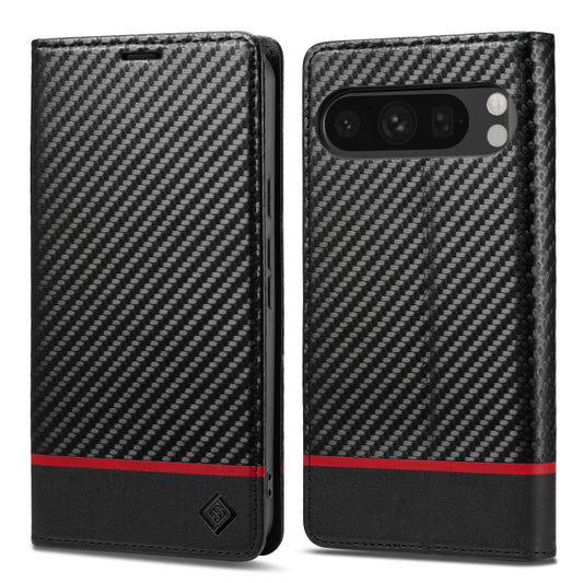 For Google Pixel 9 Pro LC.IMEEKE Carbon Fiber Leather Phone Case(Horizontal Black) - Google Cases by LC.IMEEKE | Online Shopping UK | buy2fix