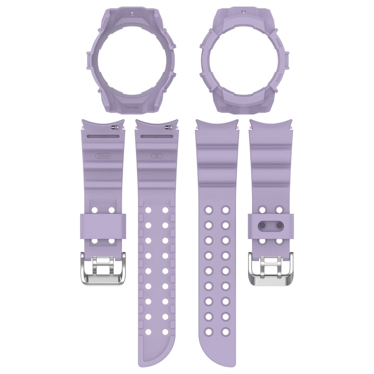 For Samsung Galaxy Watch 6 40mm Armor Silicone Watch Band + Watch Case Set(Purple) - Watch Bands by buy2fix | Online Shopping UK | buy2fix