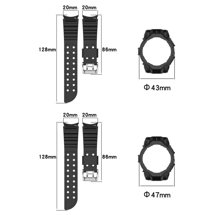 For Samsung Galaxy Watch 6 40mm Armor Silicone Watch Band + Watch Case Set(Black) - Watch Bands by buy2fix | Online Shopping UK | buy2fix