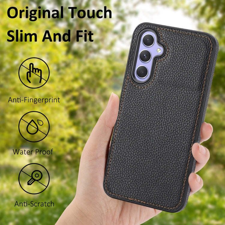For Samsung Galaxy S23 FE 5G Litchi Pattern Stitched Side-mounted Phone Case(Black) - Galaxy S23 FE 5G Cases by buy2fix | Online Shopping UK | buy2fix