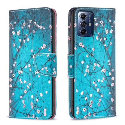 For Motorola Moto G Play 2024 Colored Drawing Pattern Leather Phone Case(Plum Blossom) - Motorola Cases by buy2fix | Online Shopping UK | buy2fix