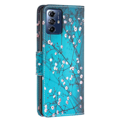 For Motorola Moto G Play 2024 Colored Drawing Pattern Leather Phone Case(Plum Blossom) - Motorola Cases by buy2fix | Online Shopping UK | buy2fix