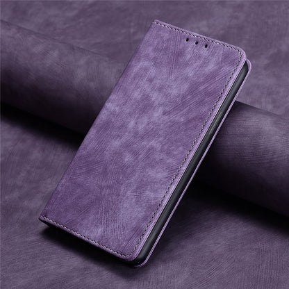 For Motorola Moto G Play 4G 2024 RFID Anti-theft Brush Magnetic Leather Phone Case(Purple) - Motorola Cases by buy2fix | Online Shopping UK | buy2fix