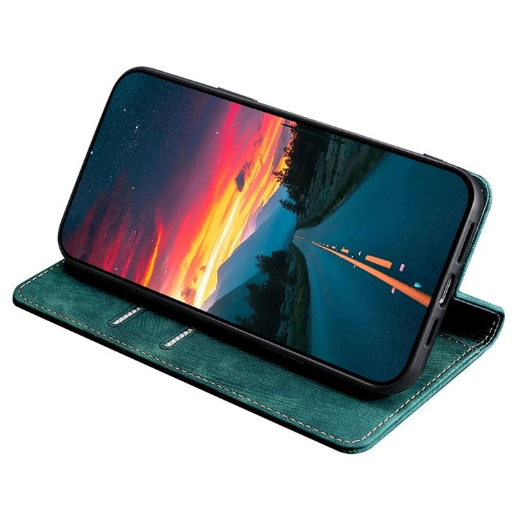 For Motorola Edge 5G 2024 RFID Anti-theft Brush Magnetic Leather Phone Case(Green) - Motorola Cases by buy2fix | Online Shopping UK | buy2fix