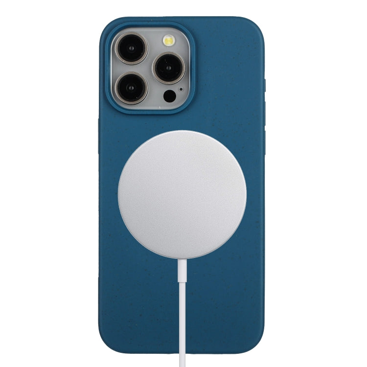 For iPhone 15 Pro Wheat MagSafe Magnetic Straw Material + TPU Phone Case(Blue) - iPhone 15 Pro Cases by buy2fix | Online Shopping UK | buy2fix