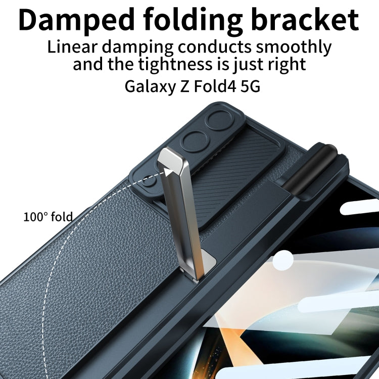 For Samsung Galaxy Z Fold4 GKK Magnetic Hinge Flip Leather Phone Case with Holder(Carbon Fiber) - Galaxy Z Fold4 5G Cases by GKK | Online Shopping UK | buy2fix