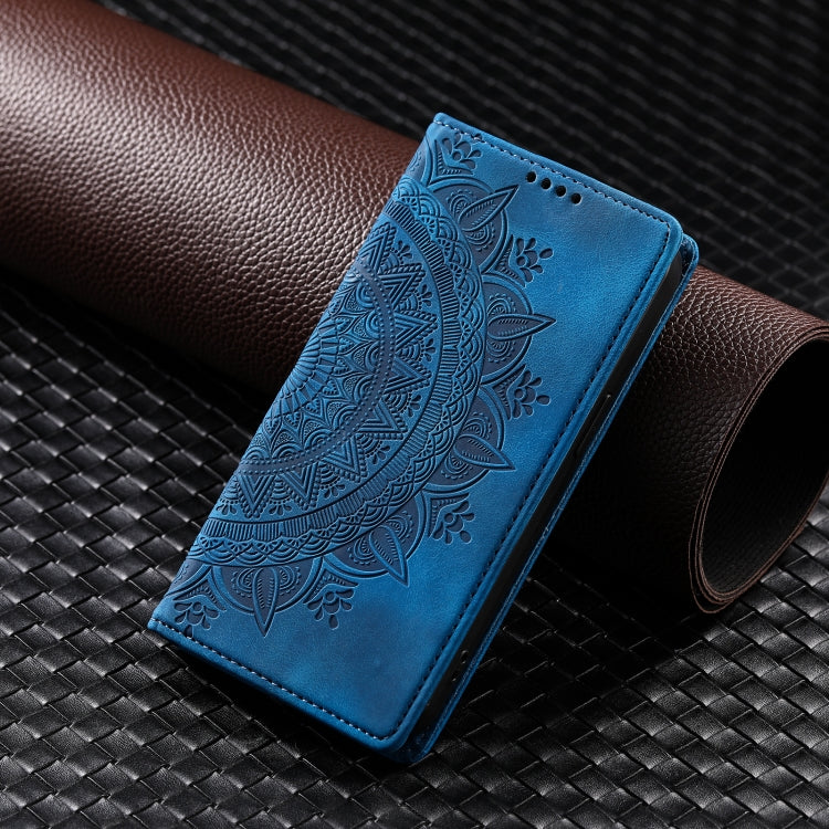 For iPhone 16 Pro Totem Embossed Magnetic Leather Phone Case(Blue) - iPhone 16 Pro Cases by buy2fix | Online Shopping UK | buy2fix