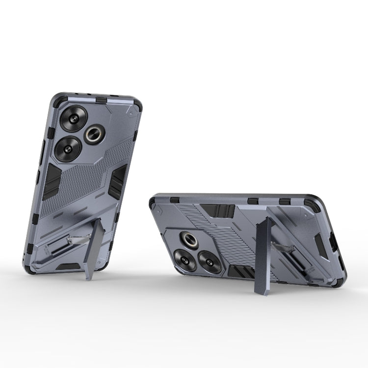 For Xiaomi Redmi Turbo 3 5G Punk Armor 2 in 1 PC + TPU Phone Case with Holder(Grey) - Xiaomi Cases by buy2fix | Online Shopping UK | buy2fix