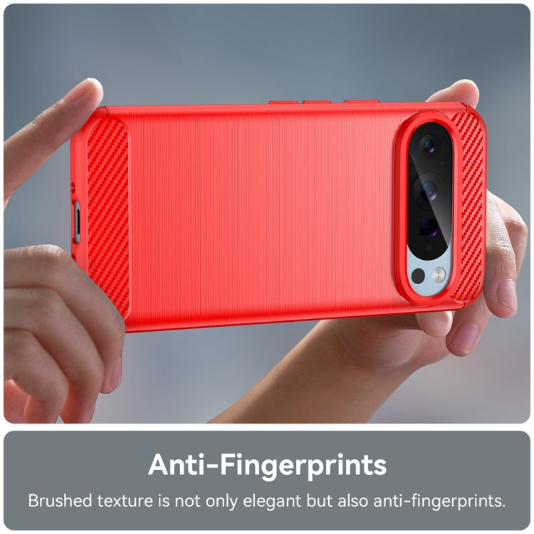 For Google Pixel 9 Pro 5G Carbon Fiber Brushed Texture TPU Phone Case(Red) - Google Cases by buy2fix | Online Shopping UK | buy2fix