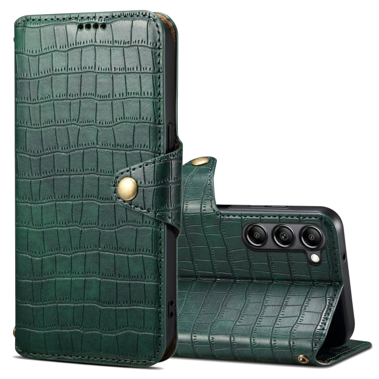 For Samsung Galaxy S24+ 5G Denior Crocodile Texture Oil Edge Leather Phone Case(Green) - Galaxy S24+ 5G Cases by Denior | Online Shopping UK | buy2fix