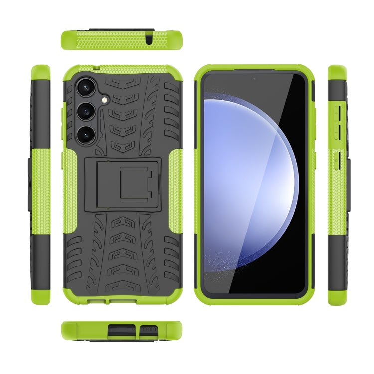 For Samsung Galaxy S23 FE 5G Tire Texture TPU + PC Phone Case with Holder(Green) - Galaxy S23 FE 5G Cases by buy2fix | Online Shopping UK | buy2fix