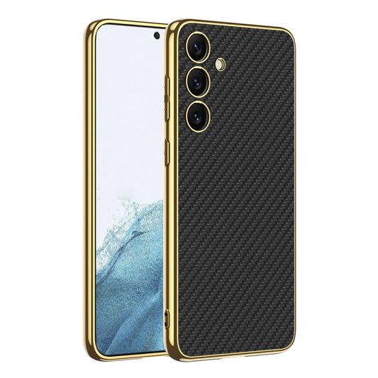 For Samsung Galaxy S24 5G GKK Plating TPU + Leather Full Coverage Phone Case(Carbon Fiber) - Galaxy S24 5G Cases by GKK | Online Shopping UK | buy2fix