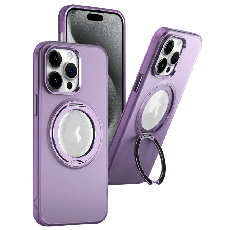 For iPhone 15 Pro MagSafe 360 Rotate Ring Holder PC Phone Case(Purple) - iPhone 15 Pro Cases by buy2fix | Online Shopping UK | buy2fix