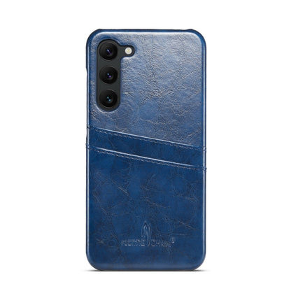 For Samsung Galaxy S24 5G Fierre Shann Oil Wax Texture Leather Phone Case with Card Slots(Blue) - Galaxy S24 5G Cases by FIERRE SHANN | Online Shopping UK | buy2fix