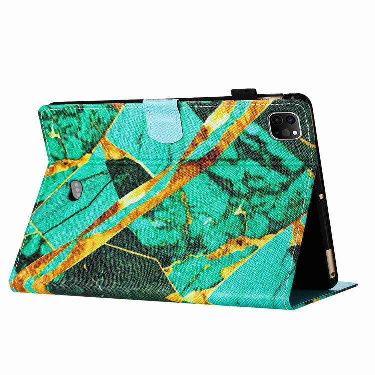 For iPad 11 Pro 2024 / 2020 / Air 4 10.9 Marble Pattern Stitching Smart Leather Tablet Case(Gold Green) - iPad Air (2022) / (2020) 10.9 Cases by buy2fix | Online Shopping UK | buy2fix