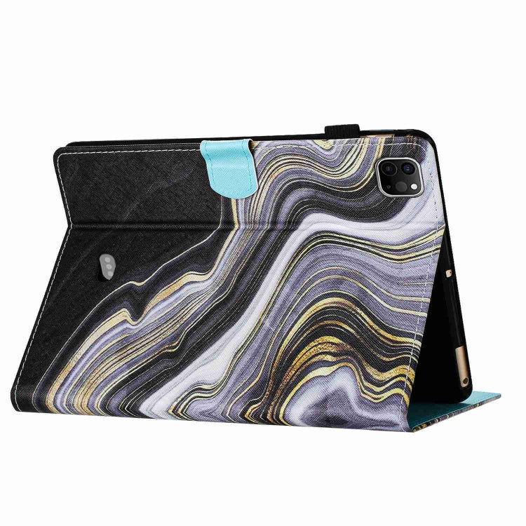 For iPad 11 Pro 2024 / 2020 / Air 4 10.9 Marble Pattern Stitching Smart Leather Tablet Case(Black Gold) - iPad Air (2022) / (2020) 10.9 Cases by buy2fix | Online Shopping UK | buy2fix