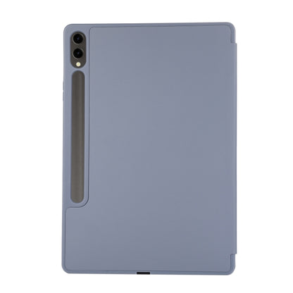 For Samsung Galaxy Tab S9 FE+ 3-Fold Pure Color TPU Leather Tablet Case with Pen Slot(Lavender) - Galaxy Tab S9 FE+ by buy2fix | Online Shopping UK | buy2fix