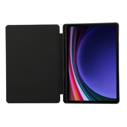 For Samsung Galaxy Tab S9 FE 3-Fold Pure Color TPU Leather Tablet Case with Pen Slot(Black) - Galaxy Tab S9 FE by buy2fix | Online Shopping UK | buy2fix