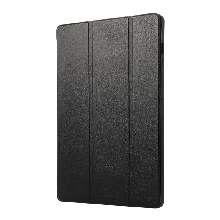 For Samsung Galaxy Tab S9+ 3-Fold Pure Color TPU Leather Tablet Case with Pen Slot(Black) - Galaxy Tab S9+ Cases by buy2fix | Online Shopping UK | buy2fix