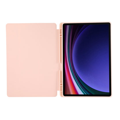 For Samsung Galaxy Tab S9+ 3-Fold Pure Color TPU Leather Tablet Case with Pen Slot(Pink) - Galaxy Tab S9+ Cases by buy2fix | Online Shopping UK | buy2fix