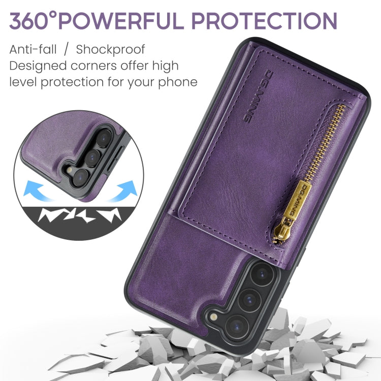 For Samsung Galaxy S23+ DG.MING M5 Series Zip RFID Multi Card Detachable Leather Phone Case(Purple) - Galaxy S23+ 5G Cases by DG.MING | Online Shopping UK | buy2fix