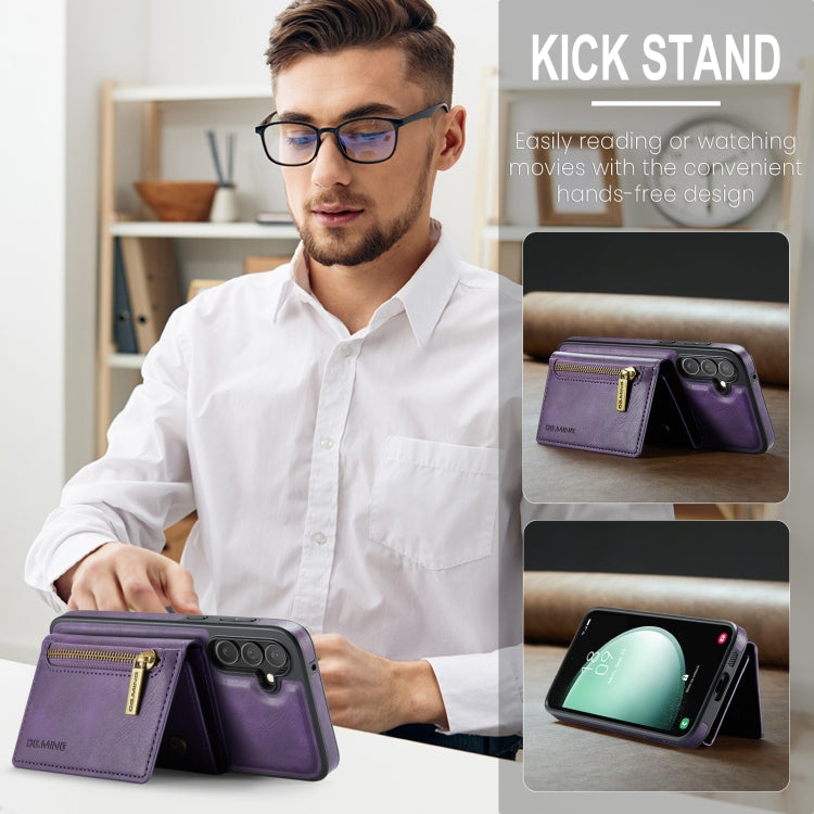 For Samsung Galaxy S23 FE 5G DG.MING M5 Series Zip RFID Multi Card Detachable Leather Phone Case(Purple) - Galaxy S23 FE 5G Cases by DG.MING | Online Shopping UK | buy2fix