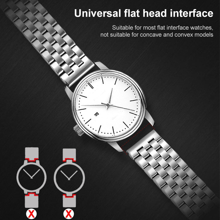 22mm Universal Five Beads Stainless Steel Watch Band(Black) - 22mm Bands by buy2fix | Online Shopping UK | buy2fix