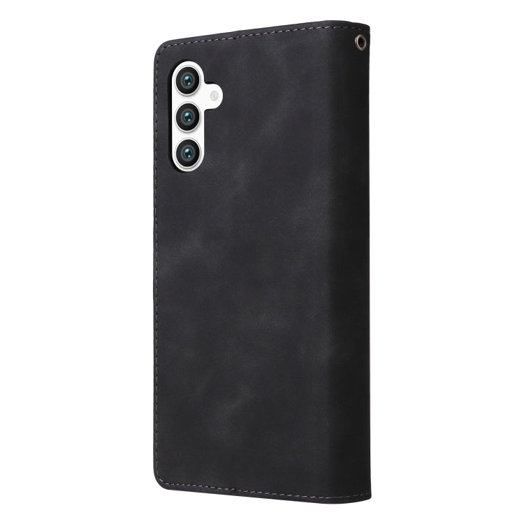 For Samsung Galaxy S24 5G Multifunctional Frosted Zipper Wallet Leather Phone Case(Black) - Galaxy S24 5G Cases by buy2fix | Online Shopping UK | buy2fix