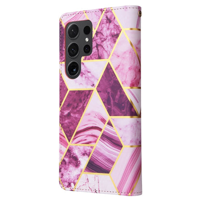 For Samsung Galaxy S24 Ultra 5G Marble Bronzing Stitching Leather Phone Case(Purple) - Galaxy S24 Ultra 5G Cases by buy2fix | Online Shopping UK | buy2fix