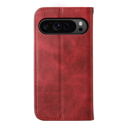 For Google Pixel 9 Pro Cubic Grid Calf Texture Magnetic Leather Phone Case(Red) - Google Cases by buy2fix | Online Shopping UK | buy2fix