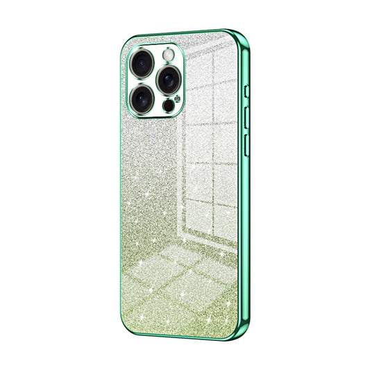 For iPhone 16 Pro Max Gradient Glitter Powder Electroplated Phone Case(Green) - iPhone 16 Pro Max Cases by buy2fix | Online Shopping UK | buy2fix