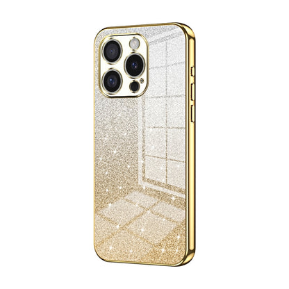 For iPhone 16 Pro Gradient Glitter Powder Electroplated Phone Case(Gold) - iPhone 16 Pro Cases by buy2fix | Online Shopping UK | buy2fix