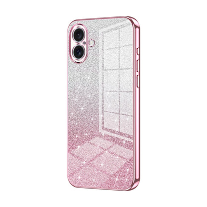 For iPhone 16 Plus Gradient Glitter Powder Electroplated Phone Case(Pink) - iPhone 16 Plus Cases by buy2fix | Online Shopping UK | buy2fix