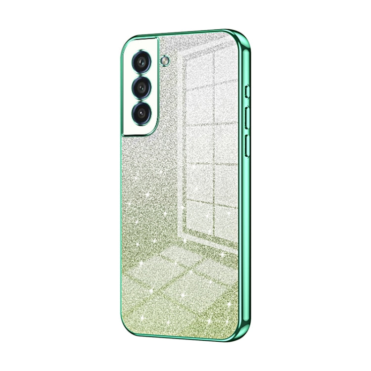 For Samsung Galaxy S21 FE 5G Gradient Glitter Powder Electroplated Phone Case(Green) - Galaxy Phone Cases by buy2fix | Online Shopping UK | buy2fix