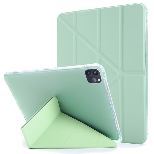 For iPad Air 13 2024 / Pro 12.9 2022 / 2021 Multi-folding TPU Leather Tablet Case with Holder & Pen Slot(Green) - iPad Pro 12.9 (2018) Cases by buy2fix | Online Shopping UK | buy2fix