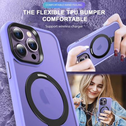 For iPhone 15 Pro Max Skin-feel MagSafe Holder PC Hybrid TPU Phone Case(Purple) - iPhone 15 Pro Max Cases by buy2fix | Online Shopping UK | buy2fix