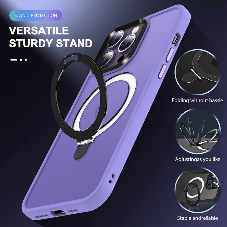 For iPhone 14 Pro Max MagSafe Holder Skin-feel PC Hybrid TPU Phone Case(Purple) - iPhone 14 Pro Max Cases by buy2fix | Online Shopping UK | buy2fix