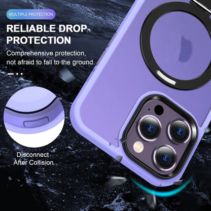 For iPhone 14 Pro Max MagSafe Holder Skin-feel PC Hybrid TPU Phone Case(Purple) - iPhone 14 Pro Max Cases by buy2fix | Online Shopping UK | buy2fix