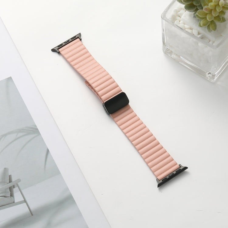 For Apple Watch Series 6 40mm Water Ripple Magnetic Folding Buckle Watch Band, Style: Bold Version(Pink) - Watch Bands by buy2fix | Online Shopping UK | buy2fix