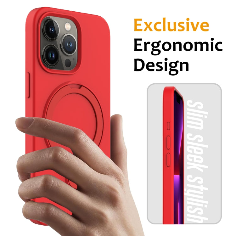 For iPhone 15 Pro Max Liquid Silicone MagSafe Magnetic Phone Case with Ring Holder(Red) - iPhone 15 Pro Max Cases by buy2fix | Online Shopping UK | buy2fix