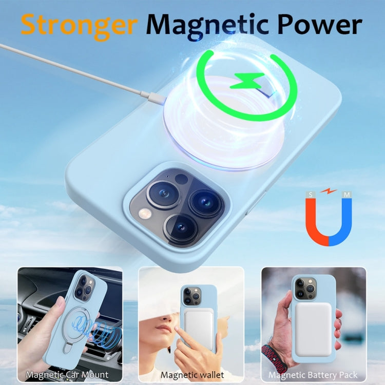 For iPhone 16 Pro Max Liquid Silicone MagSafe Magnetic Phone Case with Ring Holder(Sky Blue) - iPhone 16 Pro Max Cases by buy2fix | Online Shopping UK | buy2fix