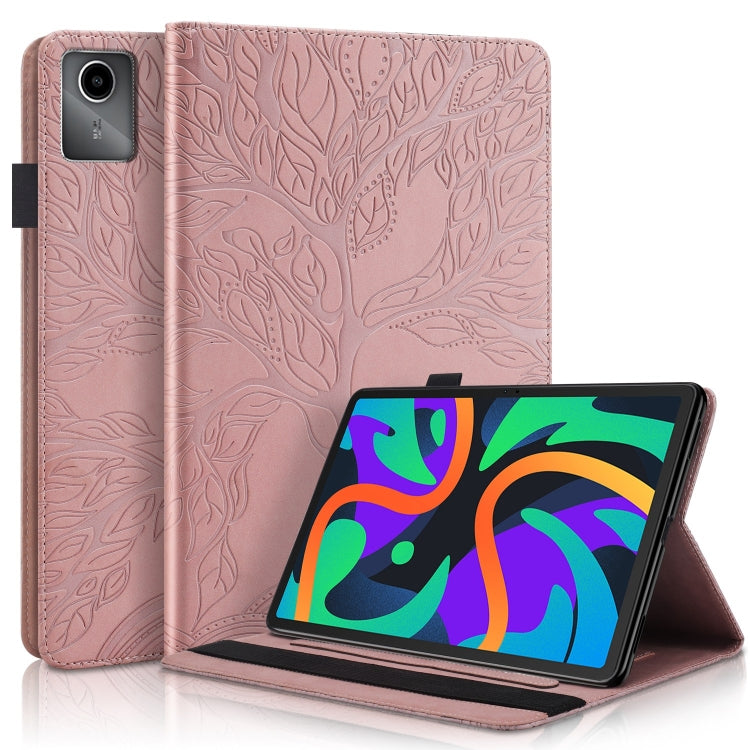 For Lenovo Tab M11 / Xiaoxin Pad 11 2024 Life Tree Series Horizontal Flip Leather Tablet Case(Rose Gold) - Lenovo by buy2fix | Online Shopping UK | buy2fix