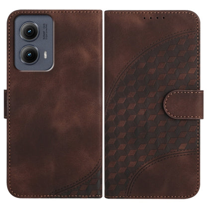 For Motorola Edge 5G 2024 YX0060 Elephant Head Embossed Phone Leather Case with Lanyard(Coffee) - Motorola Cases by buy2fix | Online Shopping UK | buy2fix