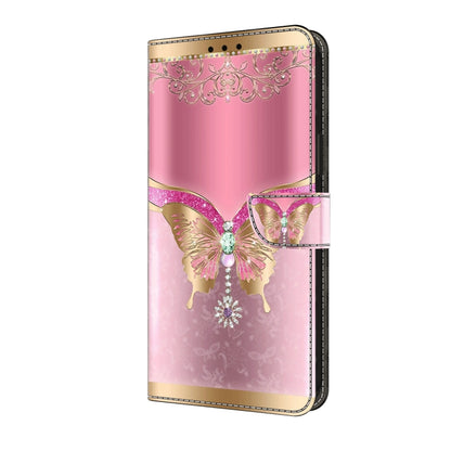 For Samsung Galaxy A25 5G Crystal 3D Shockproof Protective Leather Phone Case(Pink Bottom Butterfly) - Galaxy Phone Cases by buy2fix | Online Shopping UK | buy2fix