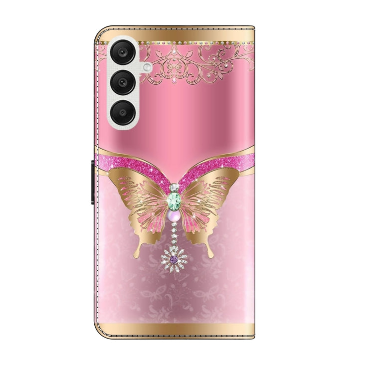 For Samsung Galaxy A55 5G Crystal 3D Shockproof Protective Leather Phone Case(Pink Bottom Butterfly) - Galaxy Phone Cases by buy2fix | Online Shopping UK | buy2fix