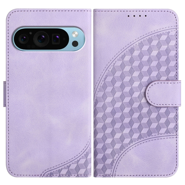 For Google Pixel 9 Pro YX0060 Elephant Head Embossed Phone Leather Case with Lanyard(Light Purple) - Google Cases by buy2fix | Online Shopping UK | buy2fix