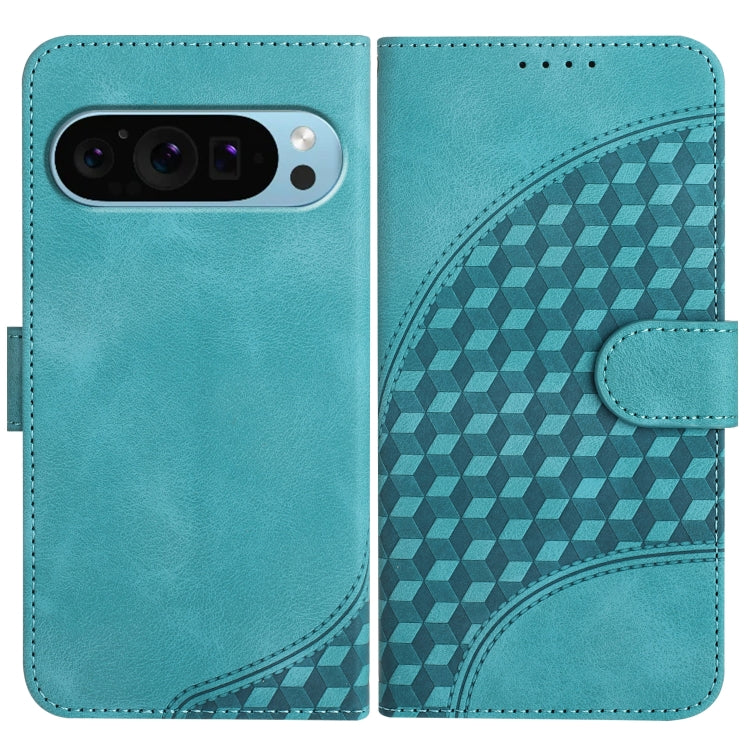 For Google Pixel 9 YX0060 Elephant Head Embossed Phone Leather Case with Lanyard(Light Blue) - Google Cases by buy2fix | Online Shopping UK | buy2fix