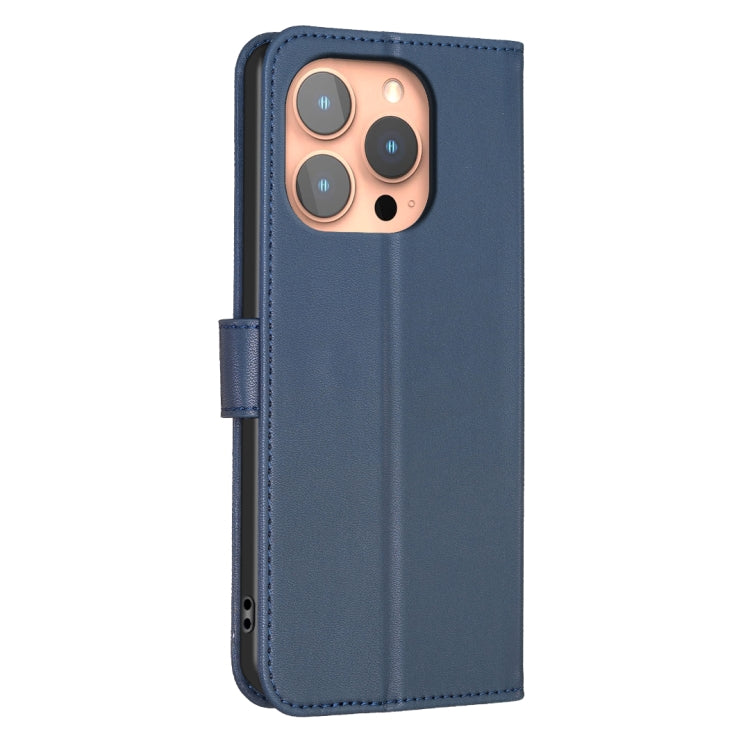 For iPhone 16 Pro Max Four-leaf Embossed Leather Phone Case(Blue) - iPhone 16 Pro Max Cases by buy2fix | Online Shopping UK | buy2fix