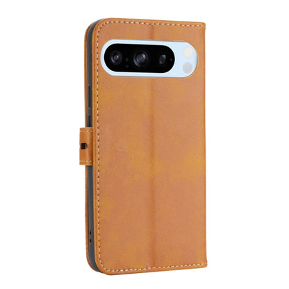 For Google Pixel 9 Pro Embossed Happy Cat Pattern Flip Leather Phone Case(Yellow) - Google Cases by buy2fix | Online Shopping UK | buy2fix