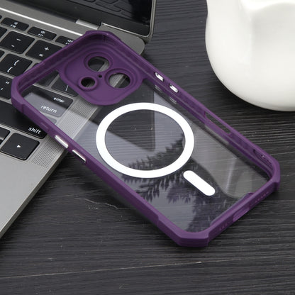 For iPhone 16 Colorful Two-Color Lens Film MagSafe Magnetic Horn Acrylic+TPU Case(Purple) - iPhone 16 Cases by buy2fix | Online Shopping UK | buy2fix